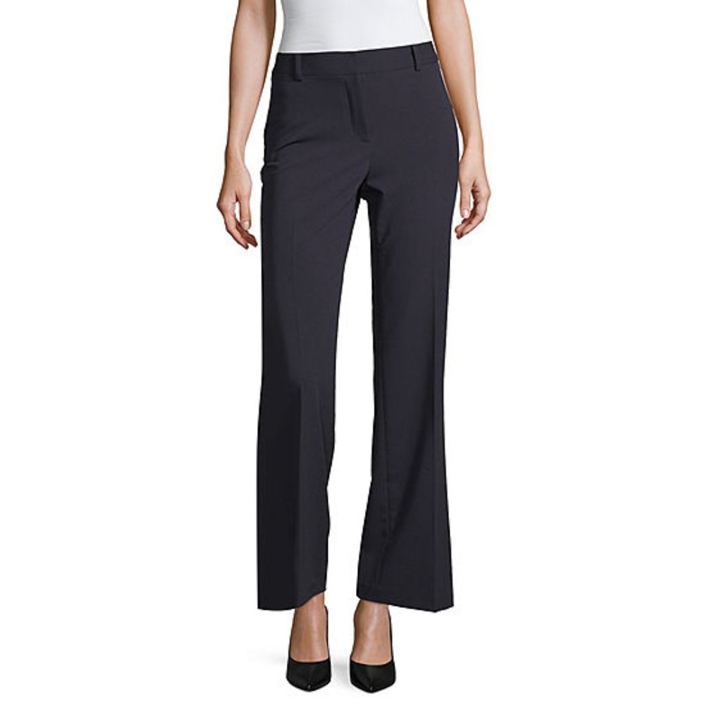 Liz Claiborne® Curvy Fit Elizabeth Secretly Slender™ Bootcut Trousers Navy NWT